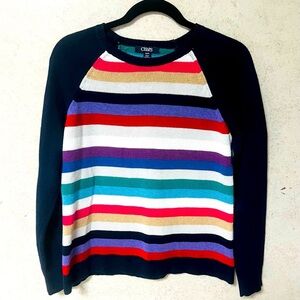 CHAPS MEDIUM WOMENS LIGHT WEIGHT‎ COLORWAY  STRIPPED ARTISAN LIBRARY SWEATER